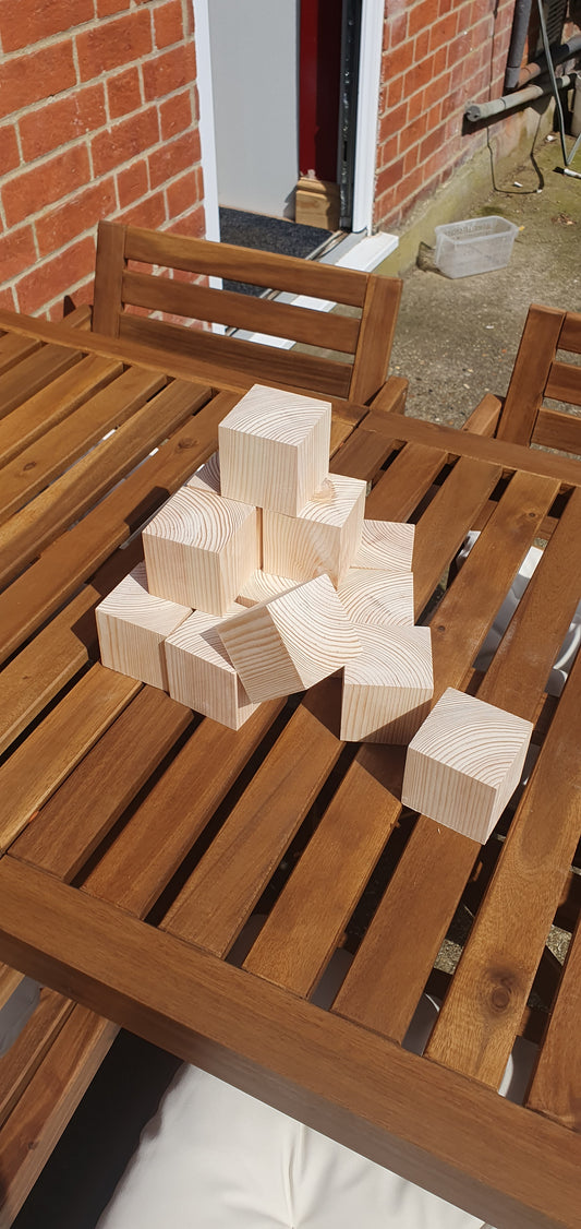 69mm Arts & Crafts Pine Cube Blocks
