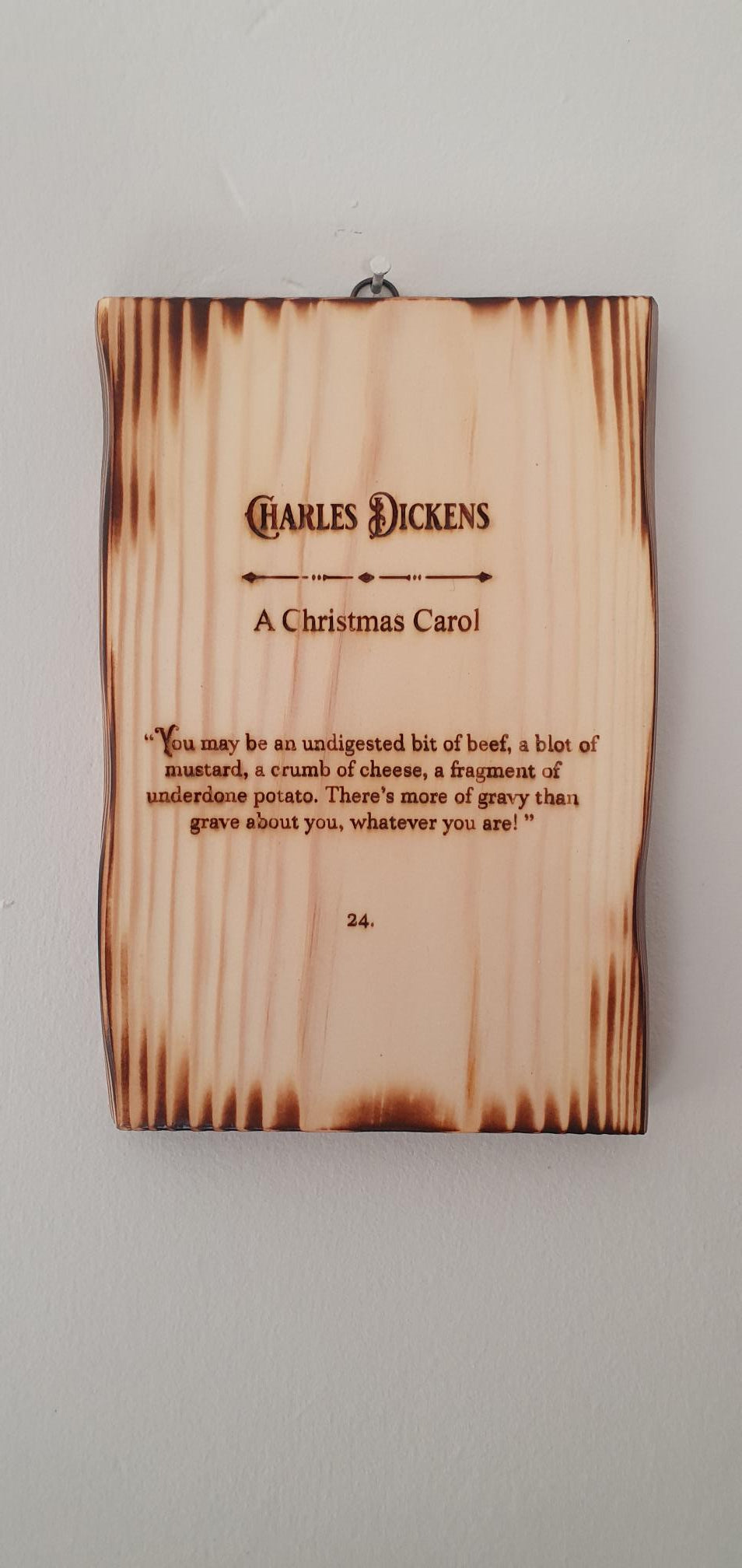 Charles Dickens' A Christmas Carol wooden book page