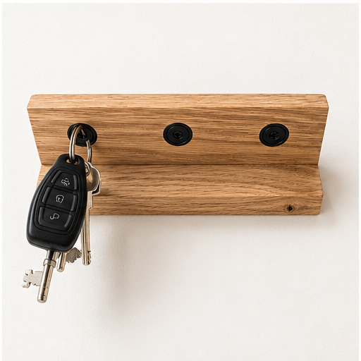 Solid oak magnetic key holder shelf
