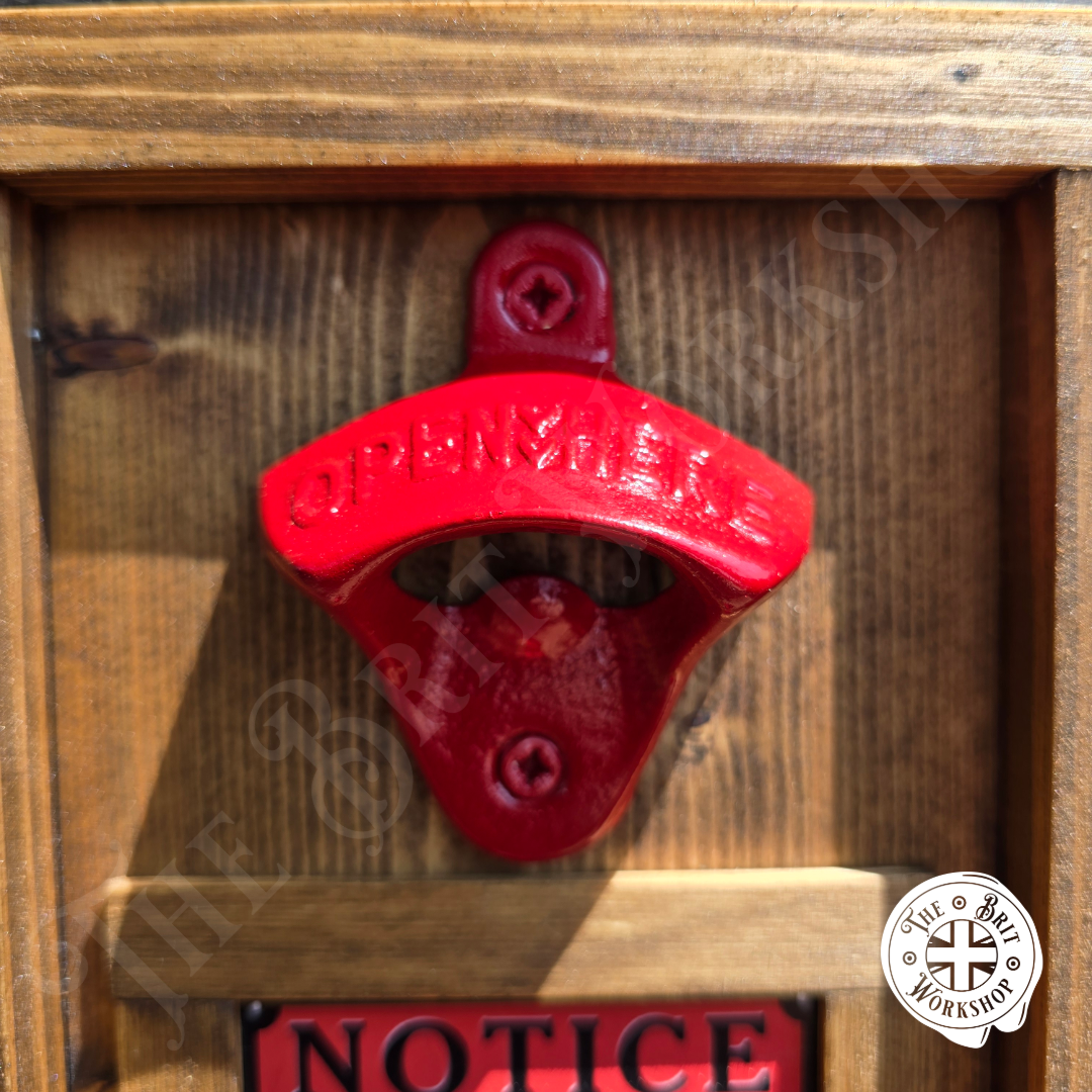 Fire bucket rustic wall mounted bottle opener