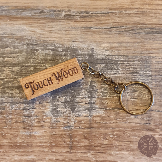 Solid Oak 'Touch Wood' Keyring