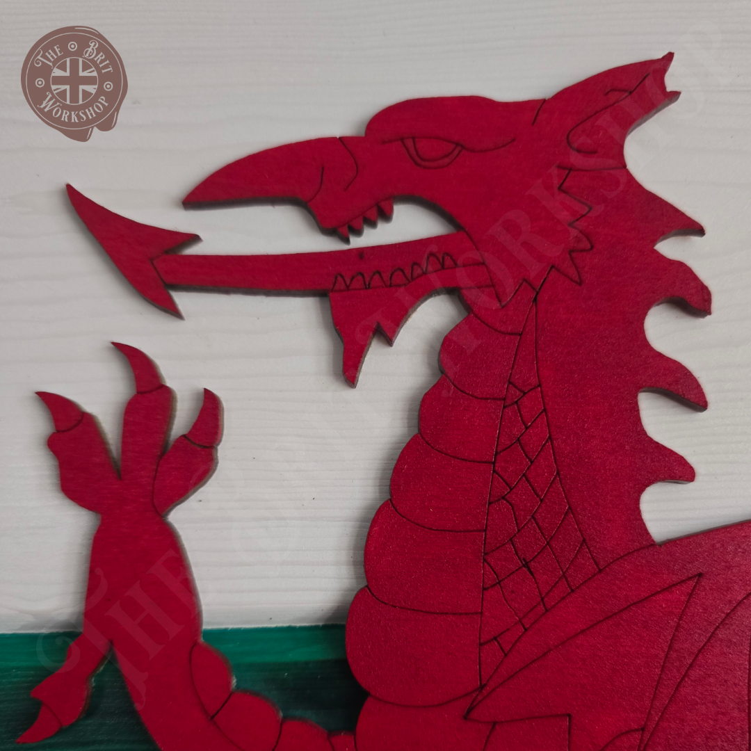 Rustic wooden 3D Welsh flag