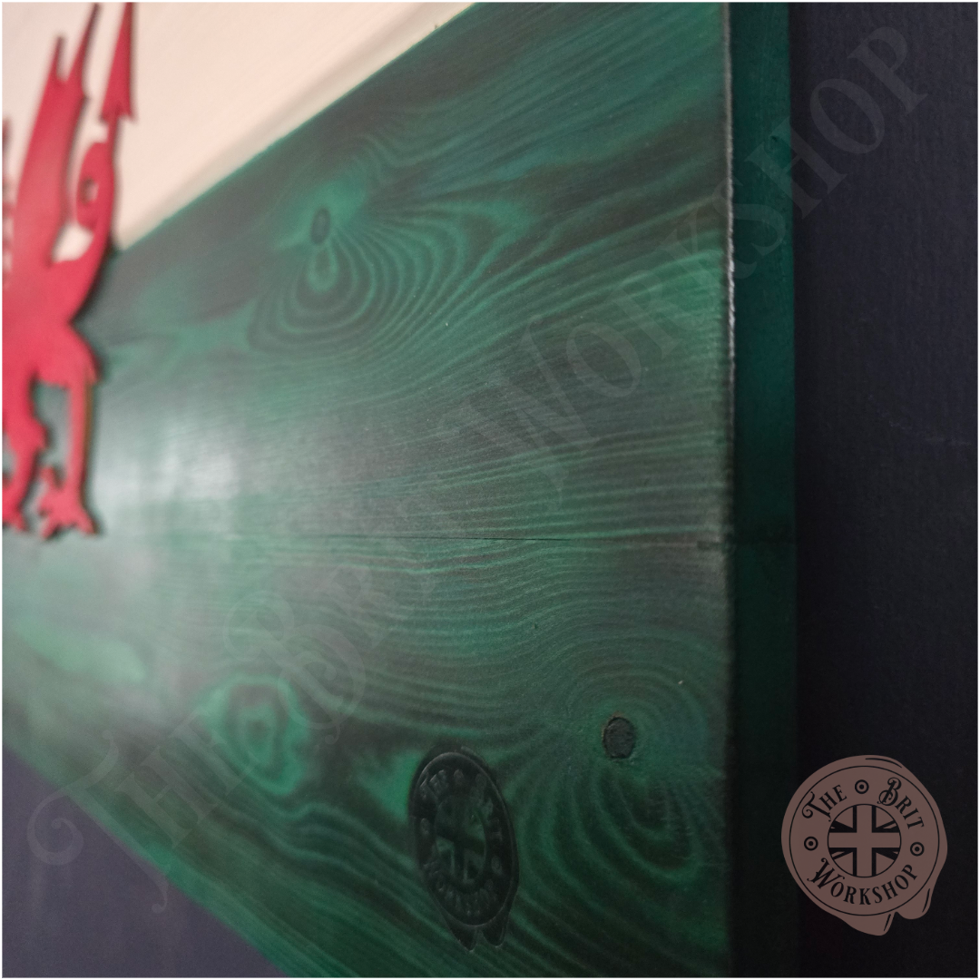 Rustic wooden 3D Welsh flag