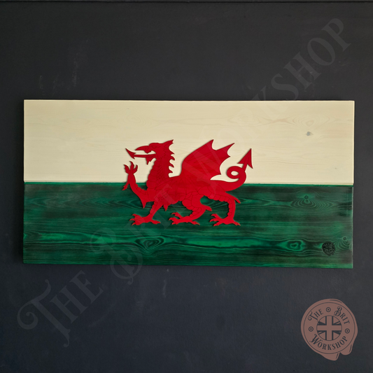 Rustic wooden 3D Welsh flag