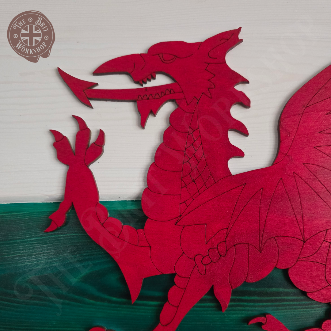 Rustic wooden 3D Welsh flag
