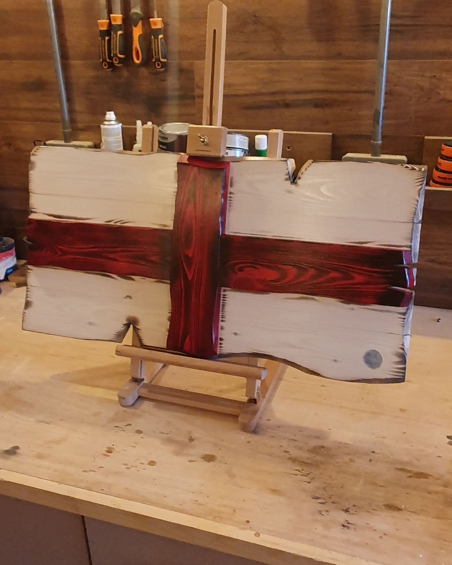 Distressed Wooden 3D English flag