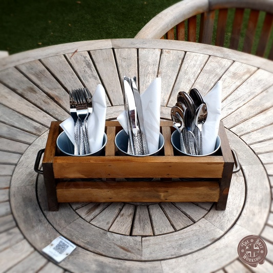 Rustic cutlery storage caddy