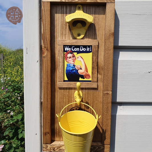 'We can do it' rustic wall mounted bottle opener