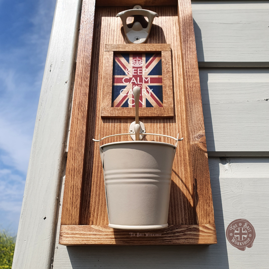 Keep calm and carry on rustic wall mounted bottle opener - The Brit Workshop