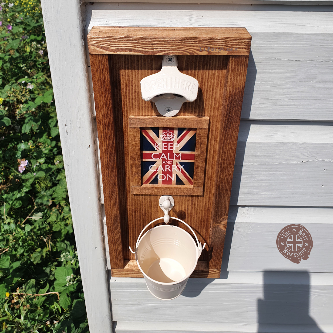 Keep calm and carry on rustic wall mounted bottle opener - The Brit Workshop