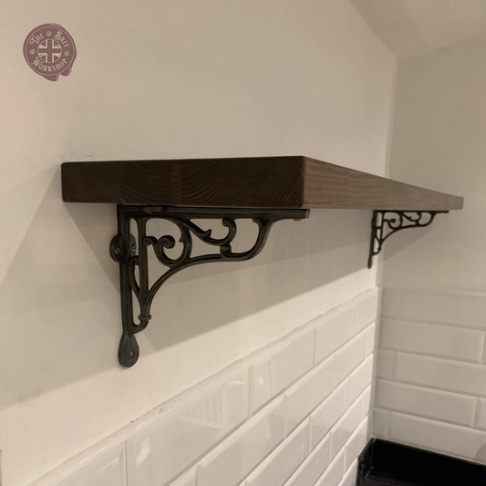 Luxury Victorian pine shelves with antique cast iron brackets - The Brit Workshop