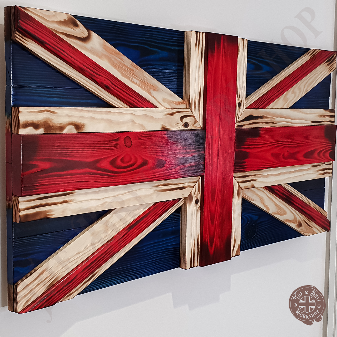 Rustic Wooden 3D British flag