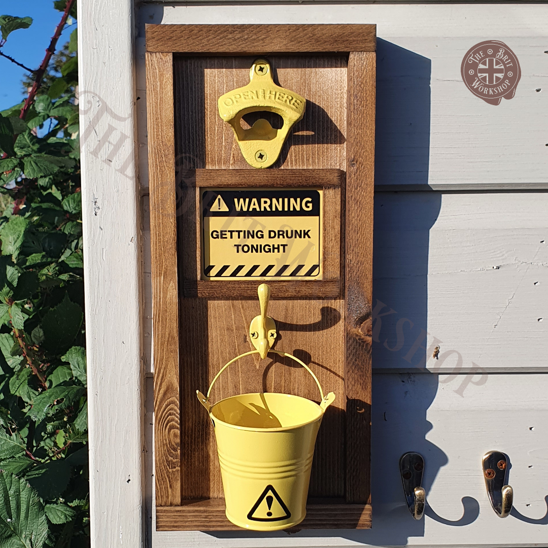 Getting Drunk Tonight rustic wall mounted bottle opener