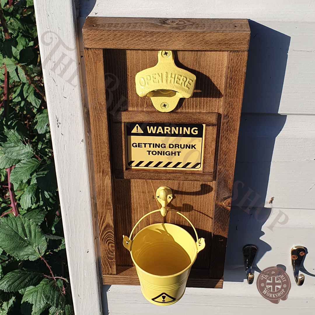 Getting Drunk Tonight rustic wall mounted bottle opener
