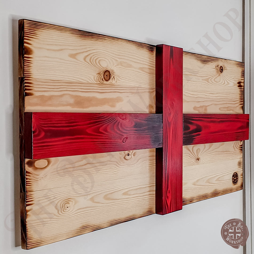 Rustic Wooden 3D English Flag - The Brit Workshop