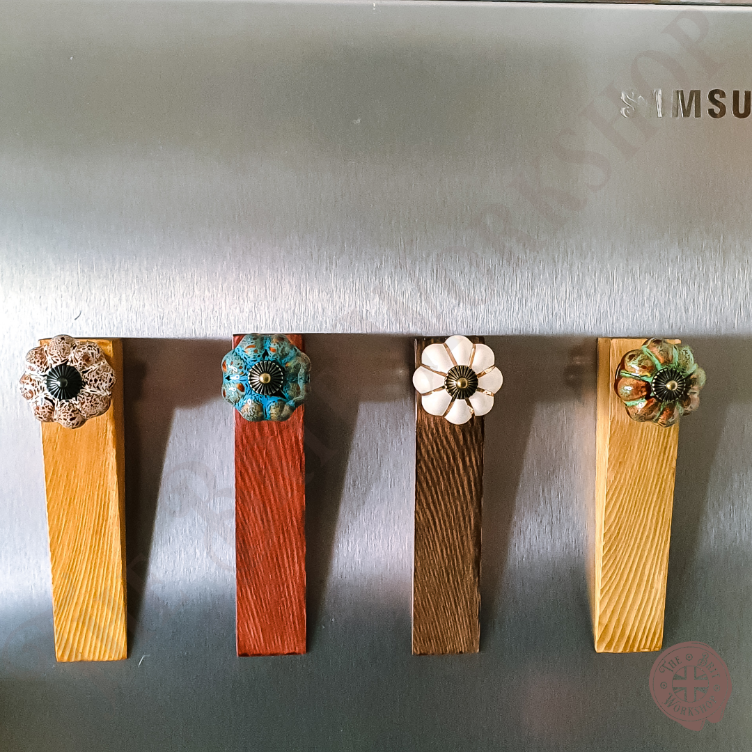 Set of four ceramic pumpkin magnetic door stop wedges - The Brit Workshop