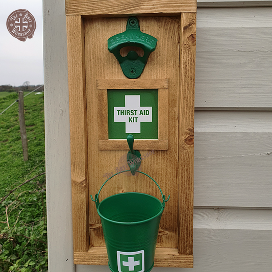 Thirst aid station rustic wall mounted bottle opener - The Brit Workshop