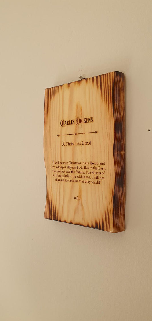 Charles Dickens' A Christmas Carol wooden book page
