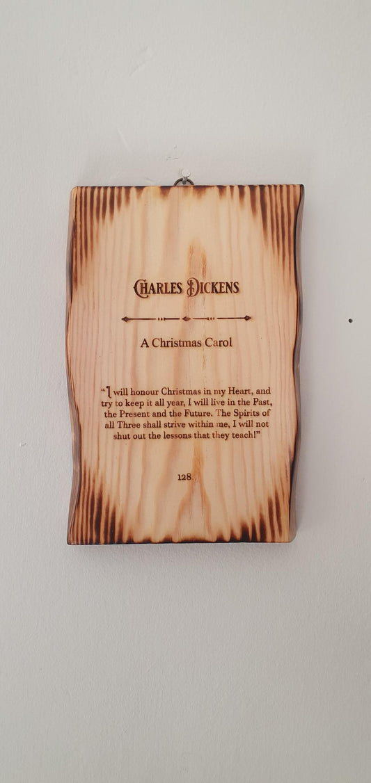 Charles Dickens' A Christmas Carol wooden book page