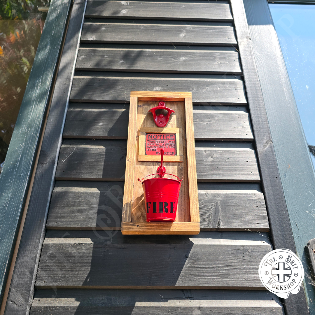 Fire bucket rustic wall mounted bottle opener