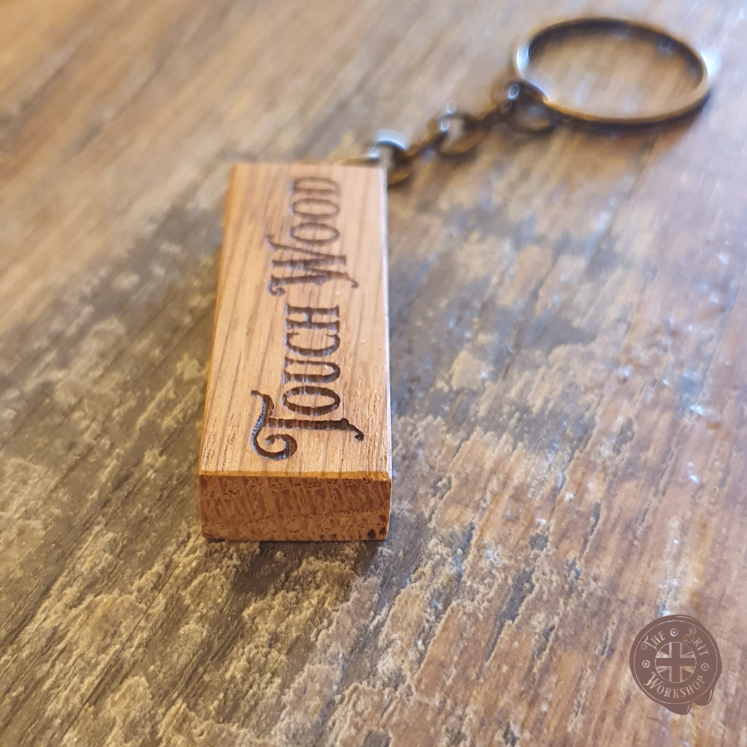 Solid Oak 'Touch Wood' Keyring