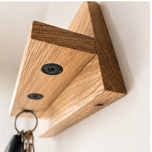 Solid oak magnetic key holder shelf