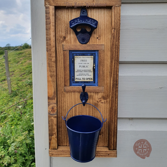 Old Police call box style rustic wall mounted bottle opener - The Brit Workshop