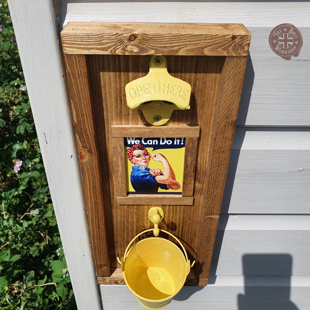 'We can do it' rustic wall mounted bottle opener