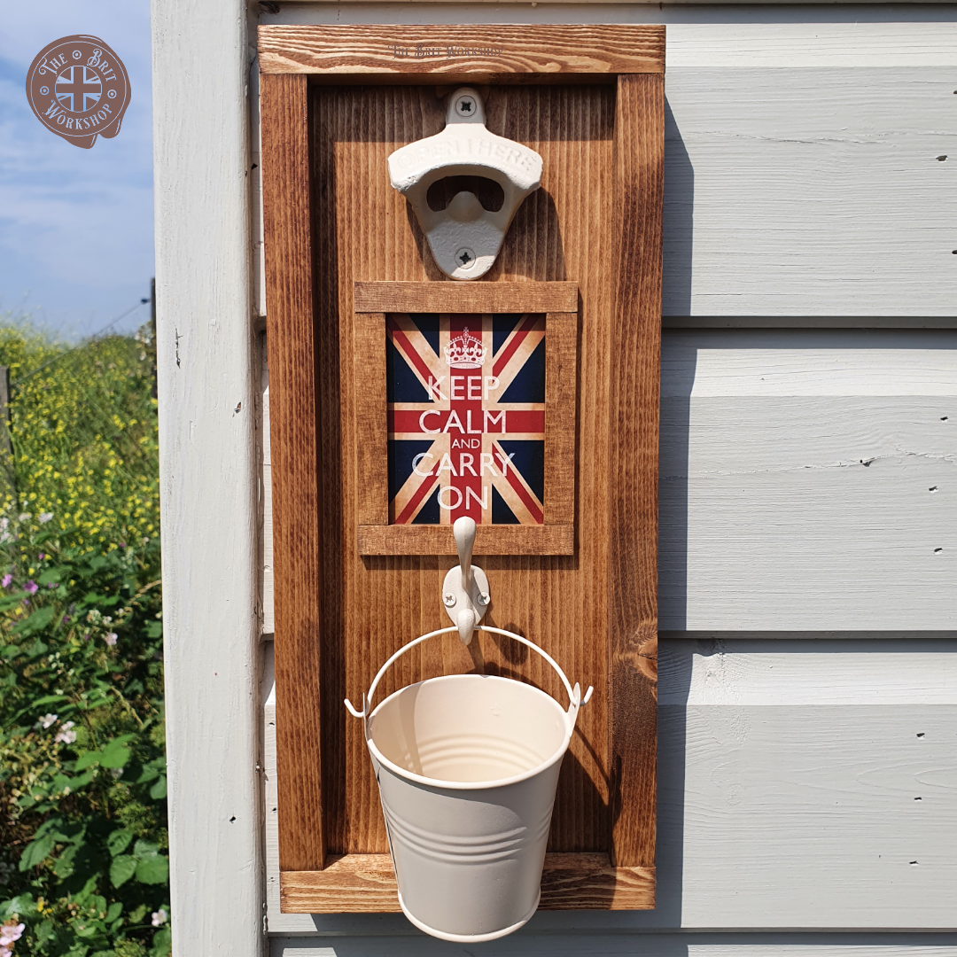 Keep calm and carry on rustic wall mounted bottle opener - The Brit Workshop
