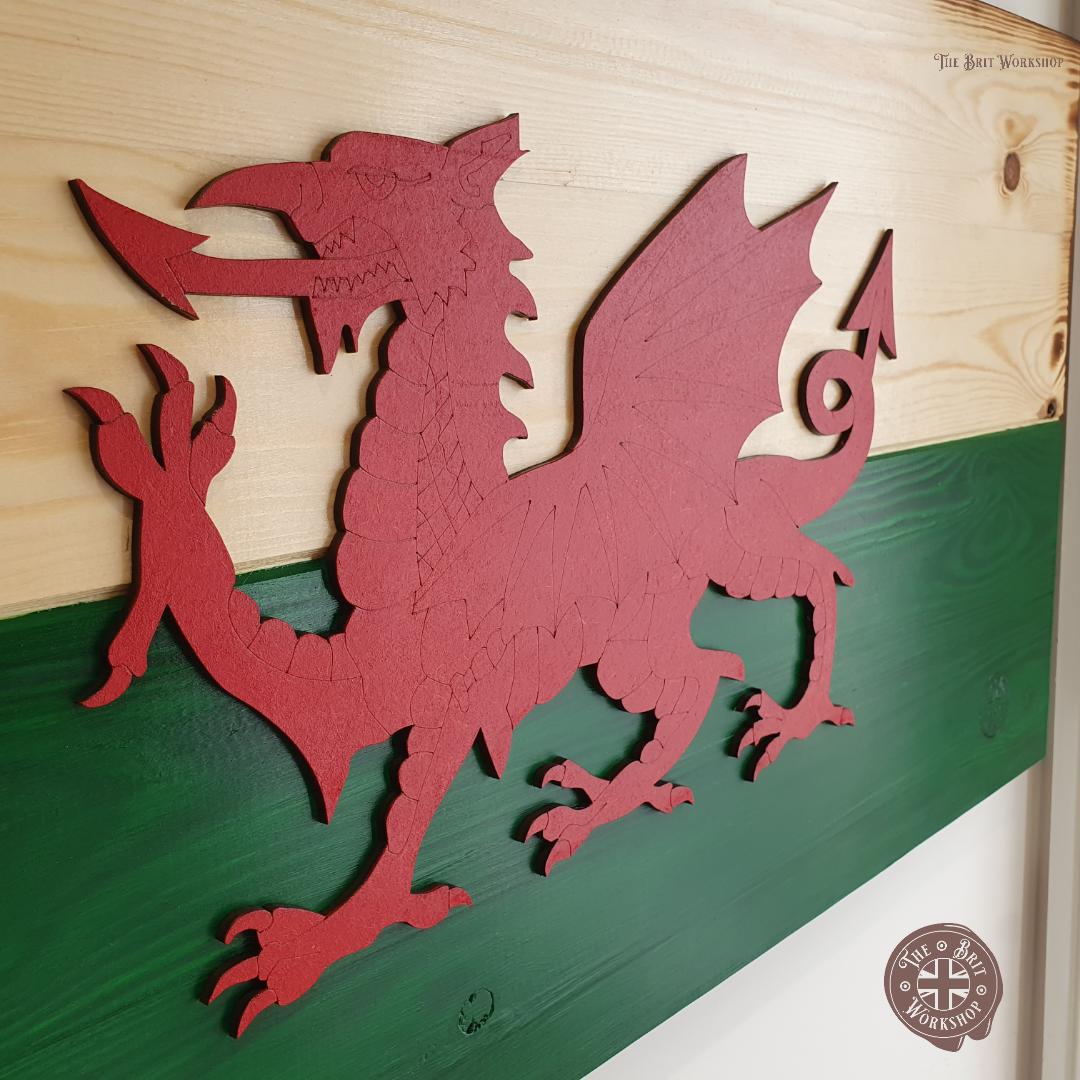 Rustic Welsh wooden 3D flag - The Brit Workshop