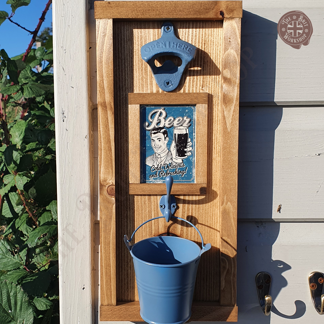 Beer! Rustic wall mounted bottle opener. The Brit Workshop