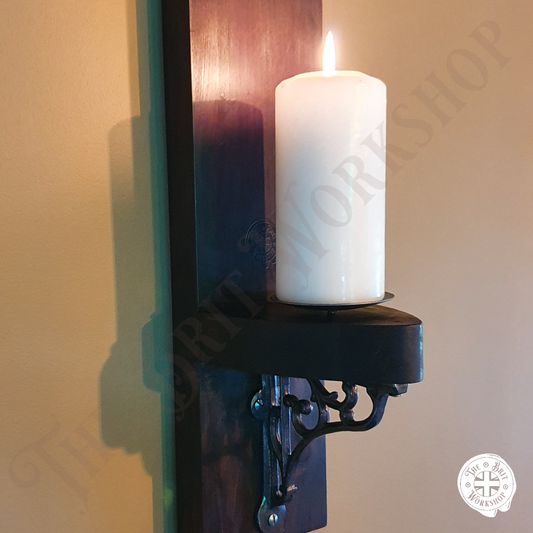 Gothic wooden and cast iron sconce
