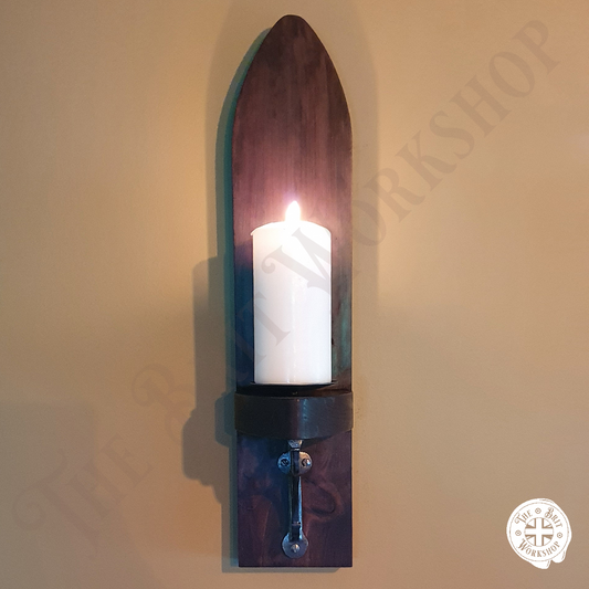 Gothic wooden and cast iron sconce