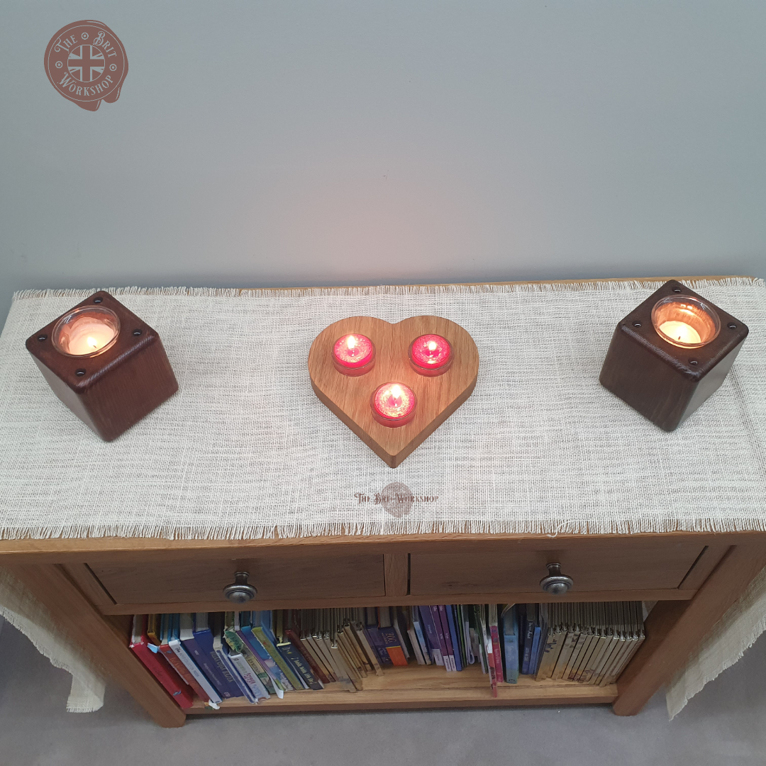 Heart shaped candle holder centrepiece - The Brit Workshop