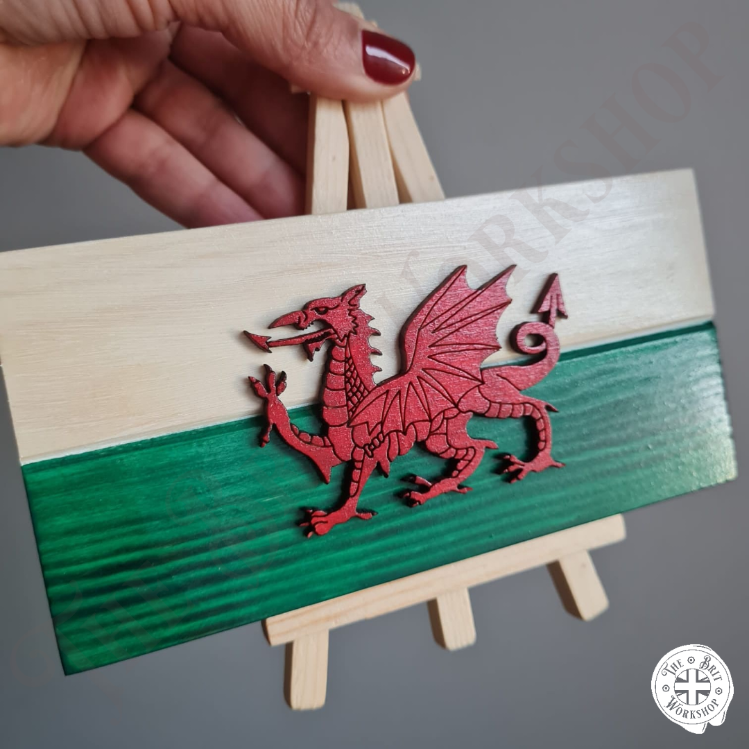 Mini Welsh flag with easel