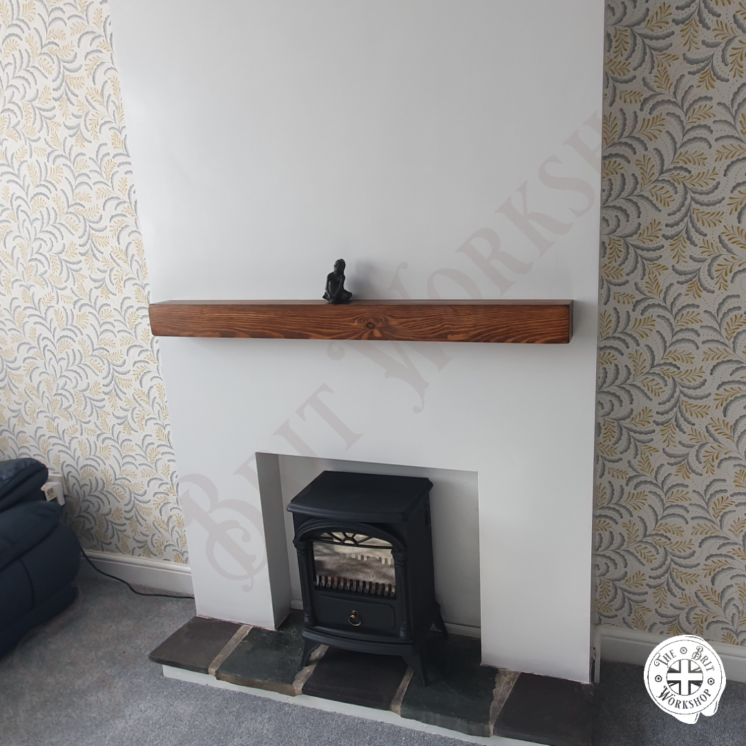 Rustic floating mantlepiece shelf