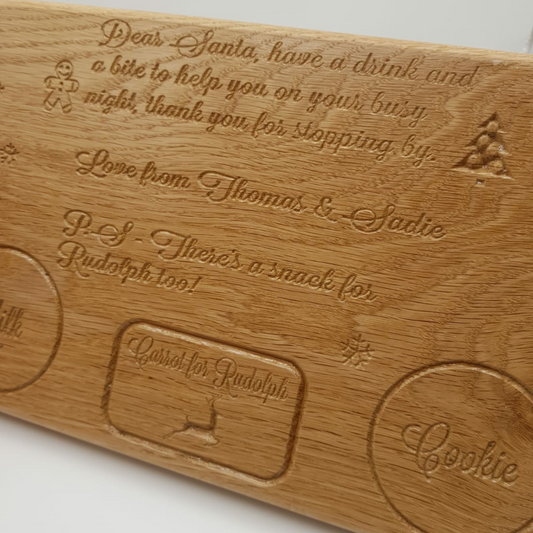 Solid oak personalised Santa cookie tray - The Brit Workshop