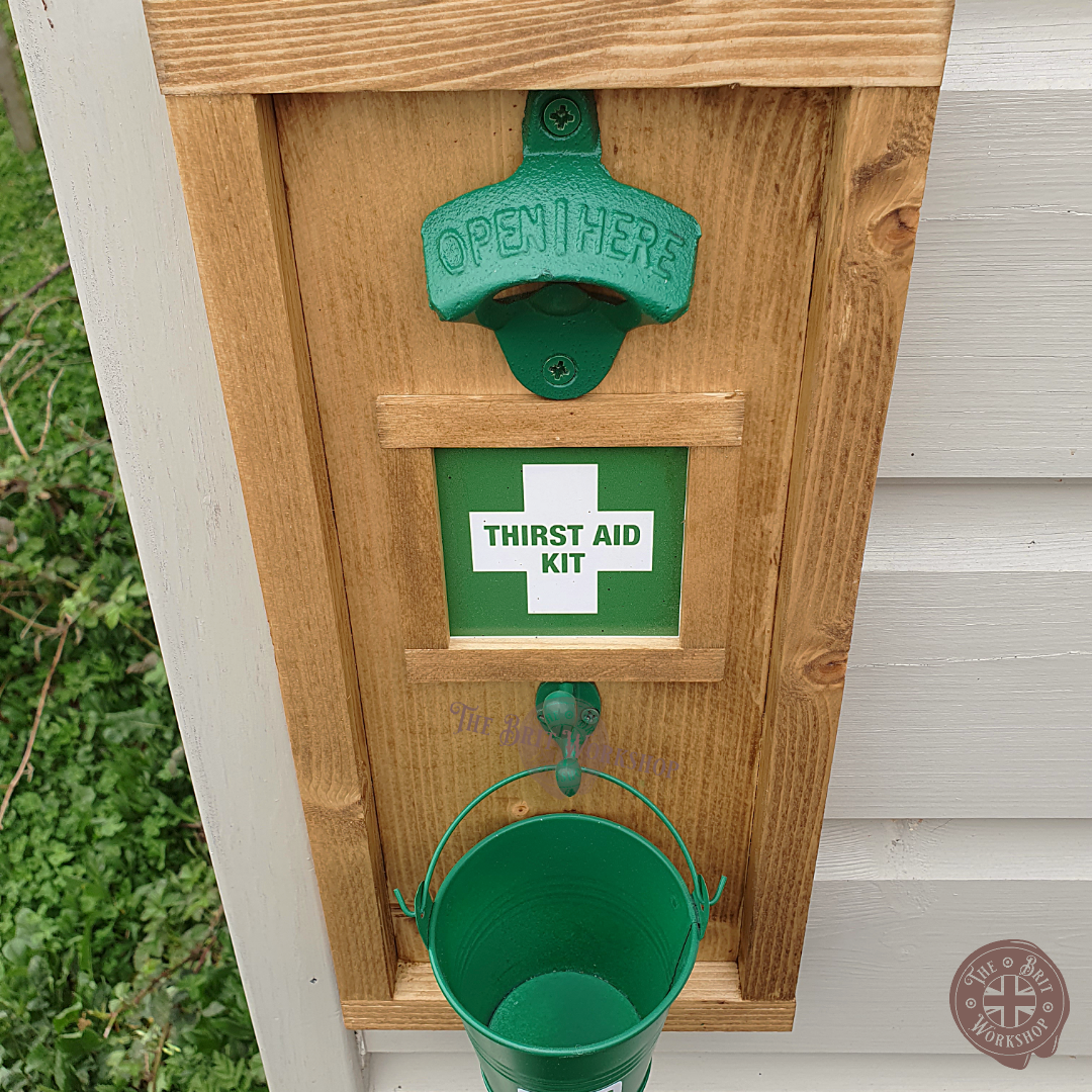 Thirst aid kit rustic wall mounted bottle opener The Brit Workshop